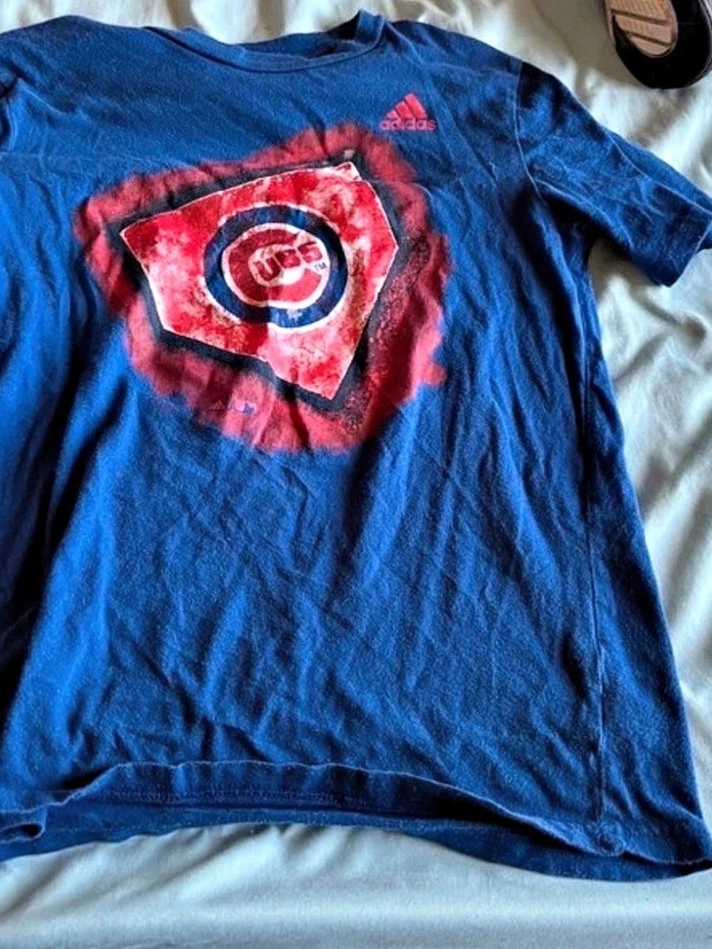 adidas Graphic Tee in Blue & Red Size Medium
